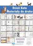 Dzień Kota: karty pracy, kolorowanki, opaski, napis, szablony do prac plastycznych. Pomoce dydaktyczne do druku