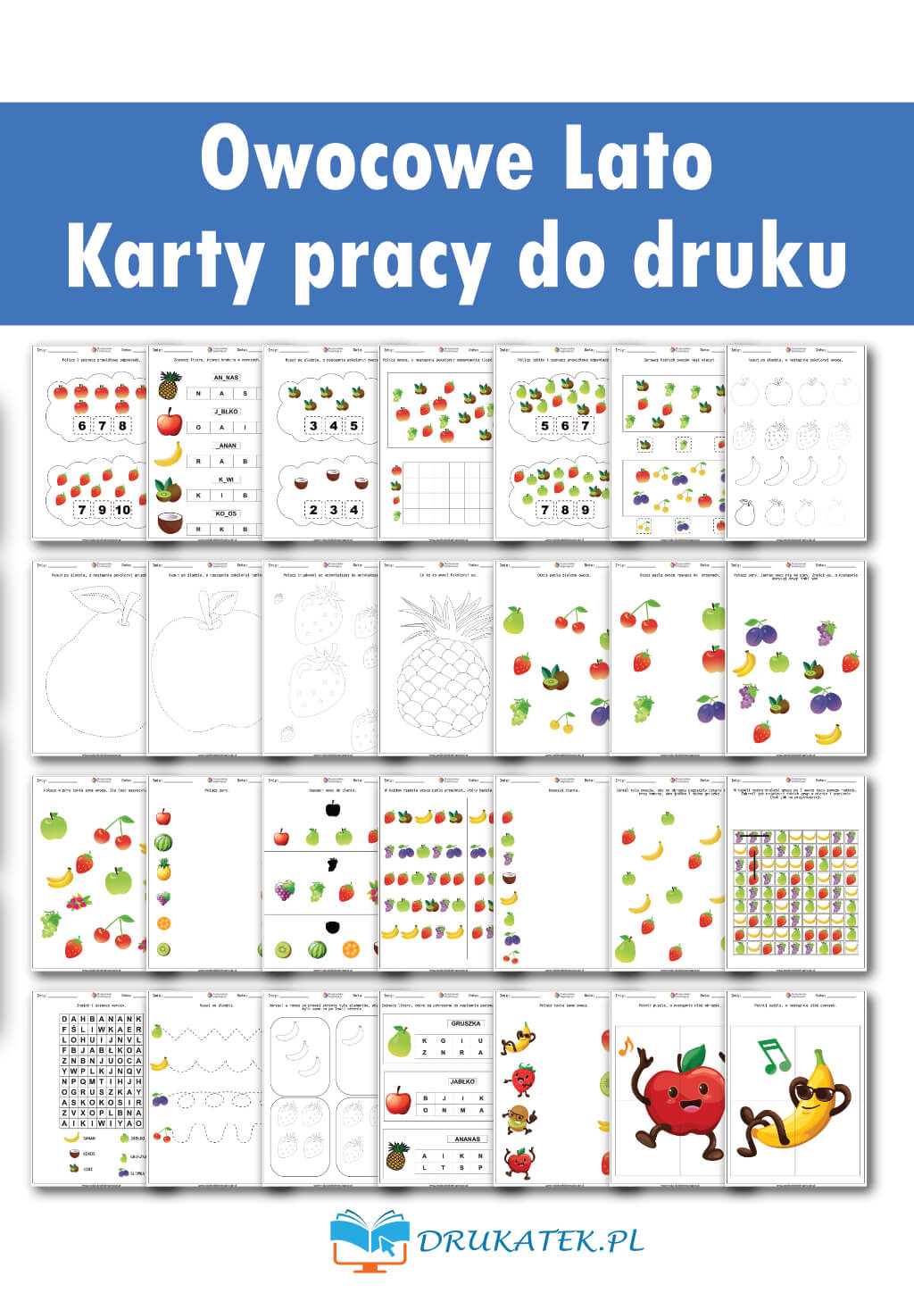 Owocowe Lato Karty Pracy Do Druku W PDF Drukatek pl owocowe-lato-karty-pracy-do-druku-w-pdf-drukatek-pl
